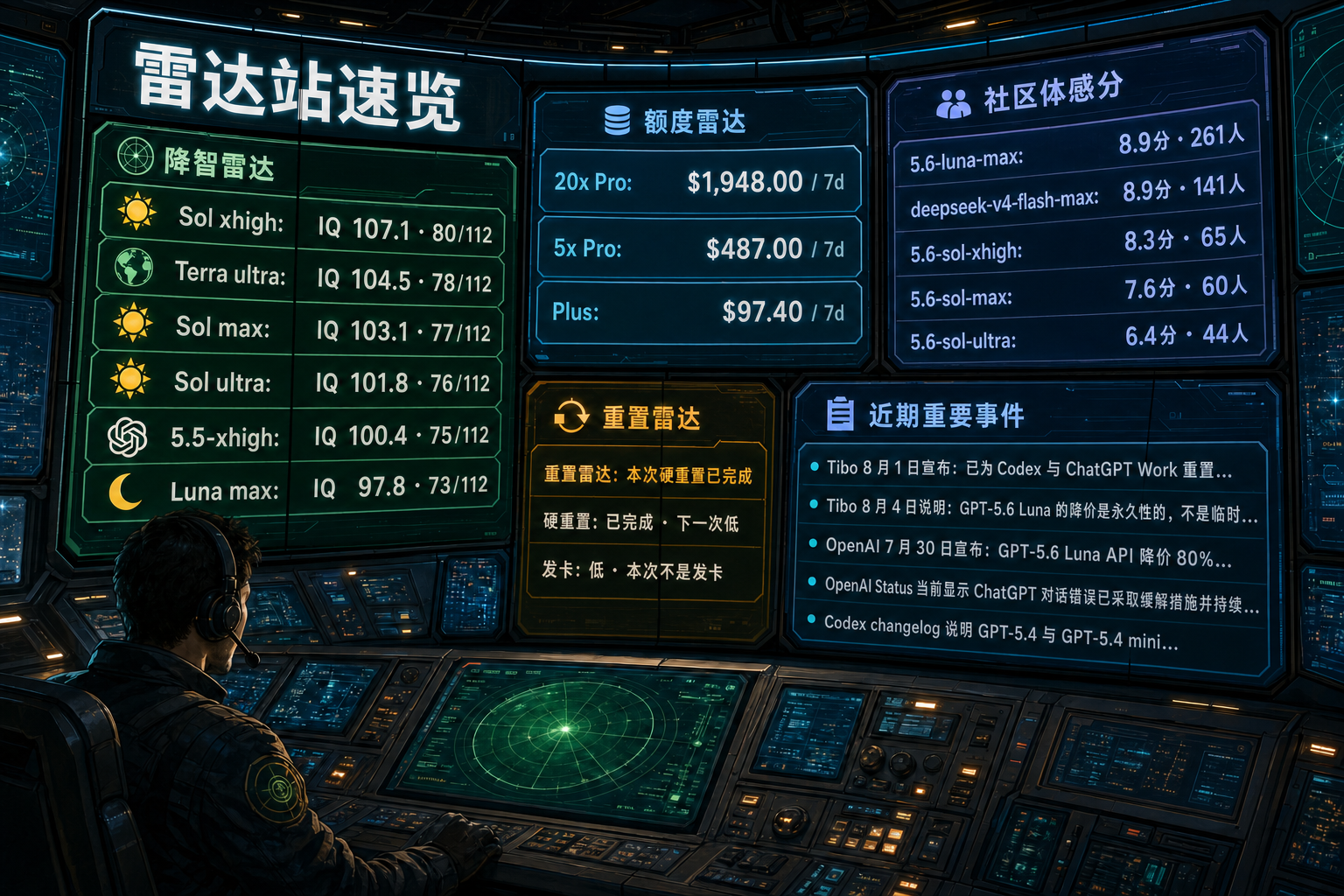 Codex 雷达站速览：降智雷达、额度雷达、社区体感分、重置雷达与最近重要事件