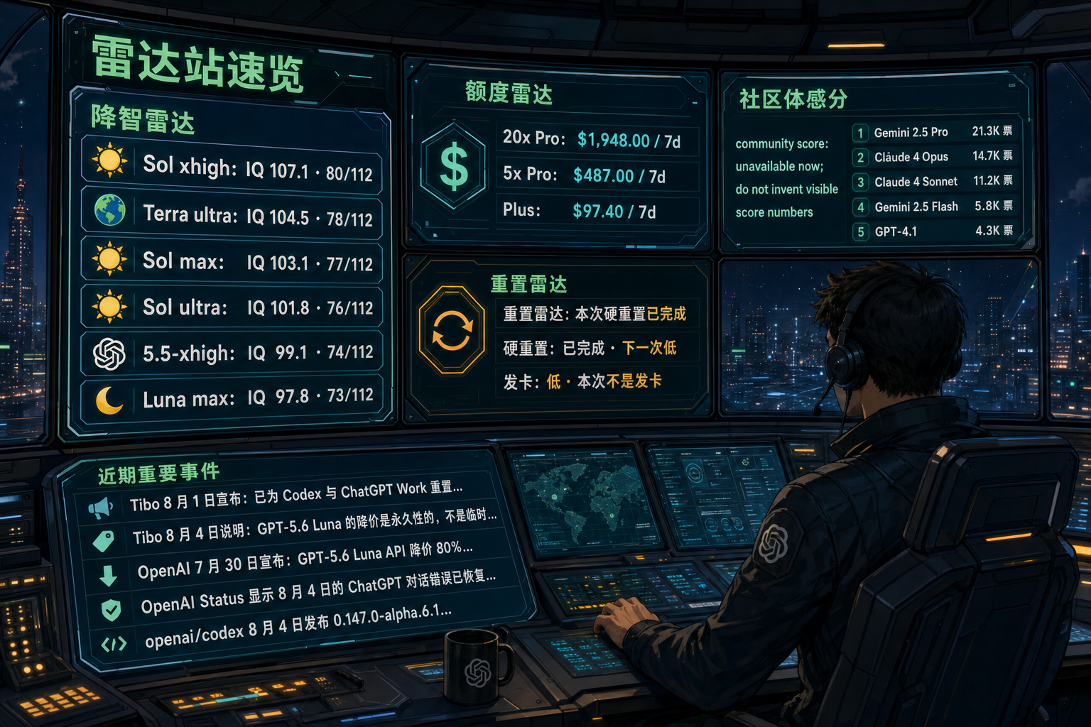 Codex 雷达站速览：降智雷达、额度雷达、社区体感分、重置雷达与最近重要事件