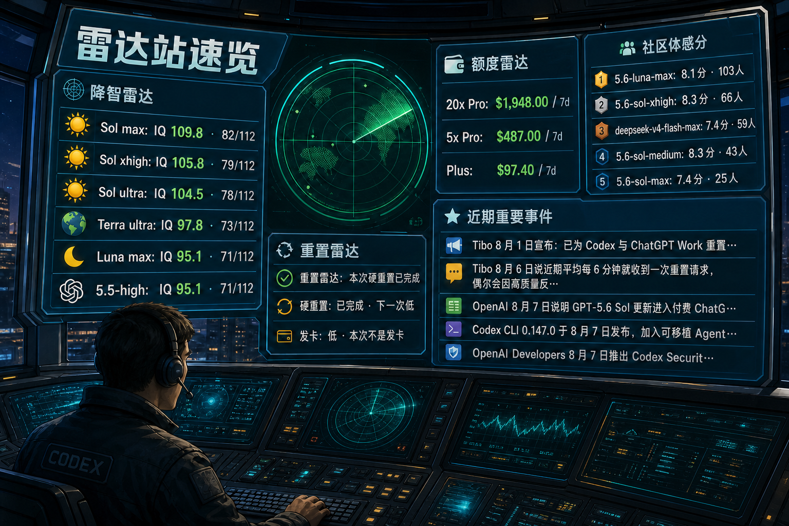 Codex 雷达站速览：降智雷达、额度雷达、社区体感分、重置雷达与最近重要事件