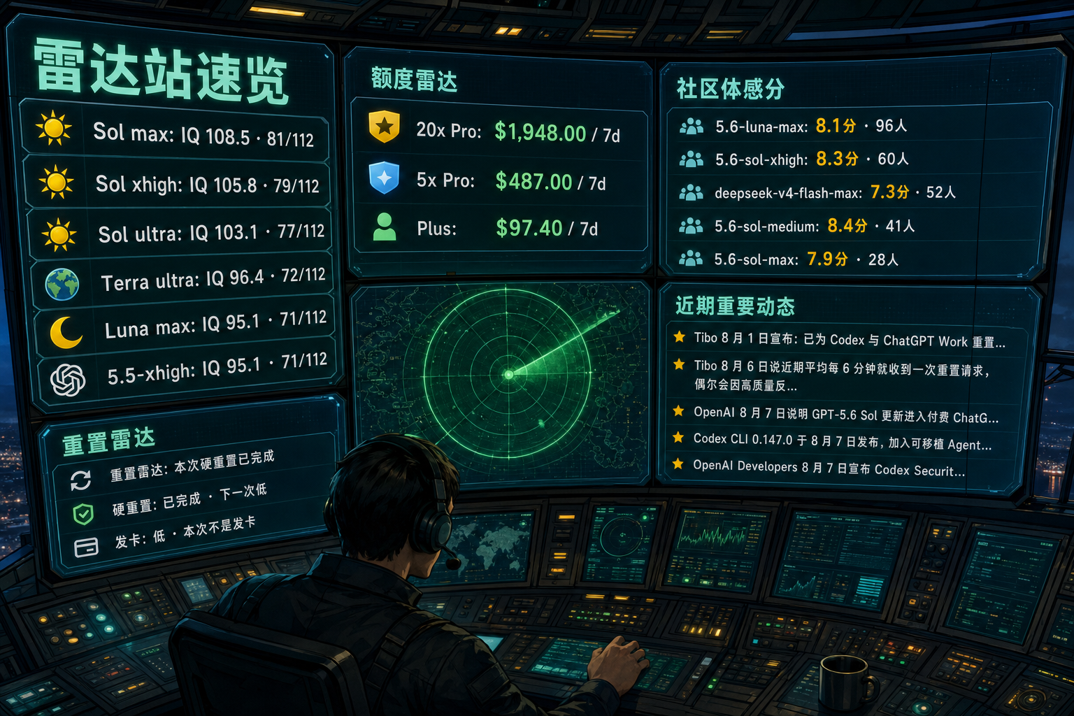 Codex 雷达站速览：降智雷达、额度雷达、社区体感分、重置雷达与最近重要事件