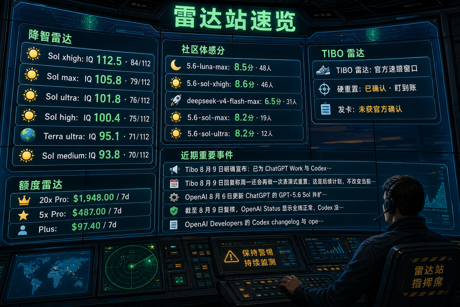 Codex 雷达站速览：降智雷达、额度雷达、社区体感分、TIBO 雷达与最近重要事件