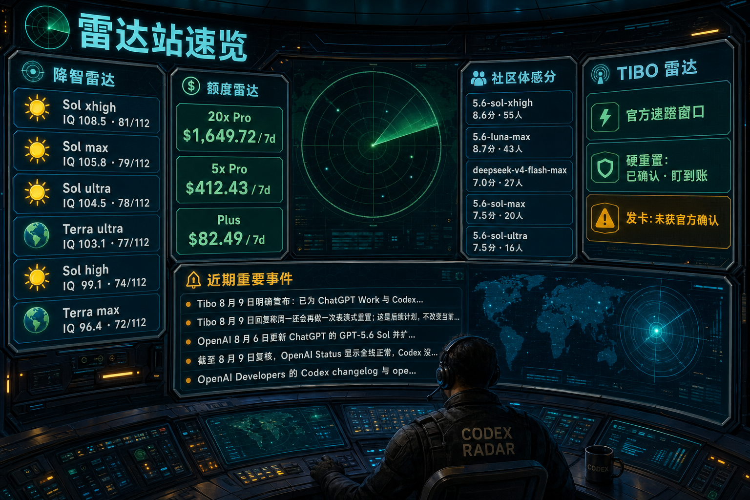 Codex 雷达站速览：降智雷达、额度雷达、社区体感分、TIBO 雷达与最近重要事件