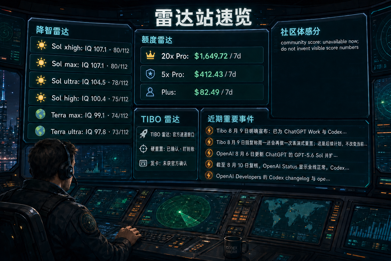 Codex 雷达站速览：降智雷达、额度雷达、社区体感分、TIBO 雷达与最近重要事件
