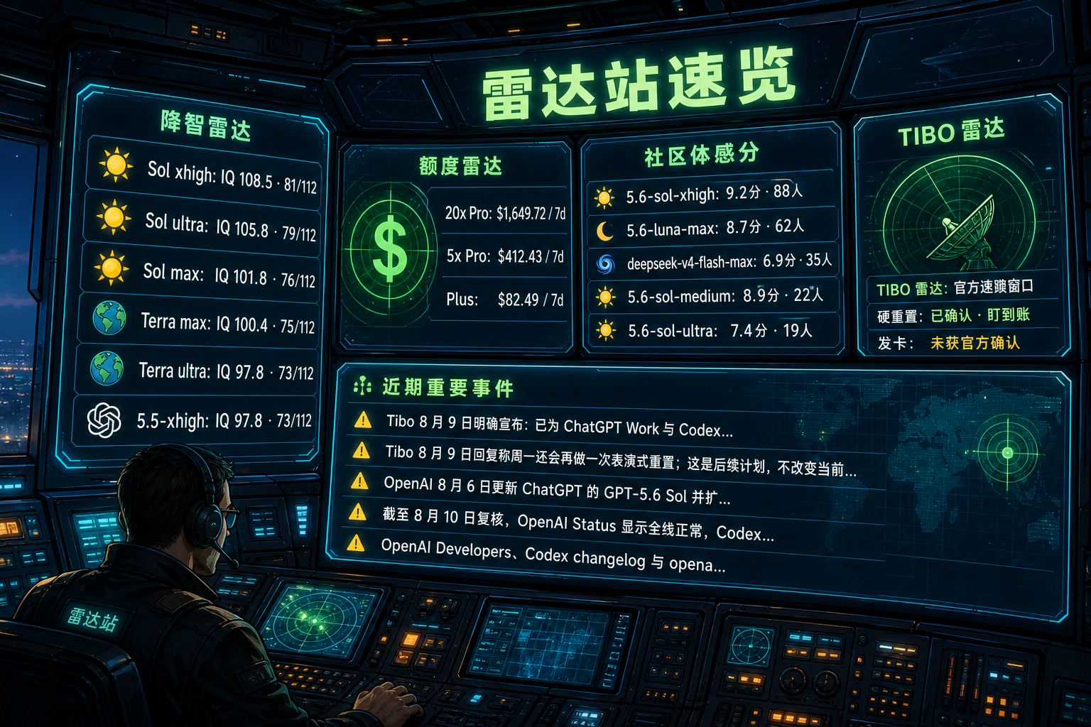 Codex 雷达站速览：降智雷达、额度雷达、社区体感分、TIBO 雷达与最近重要事件