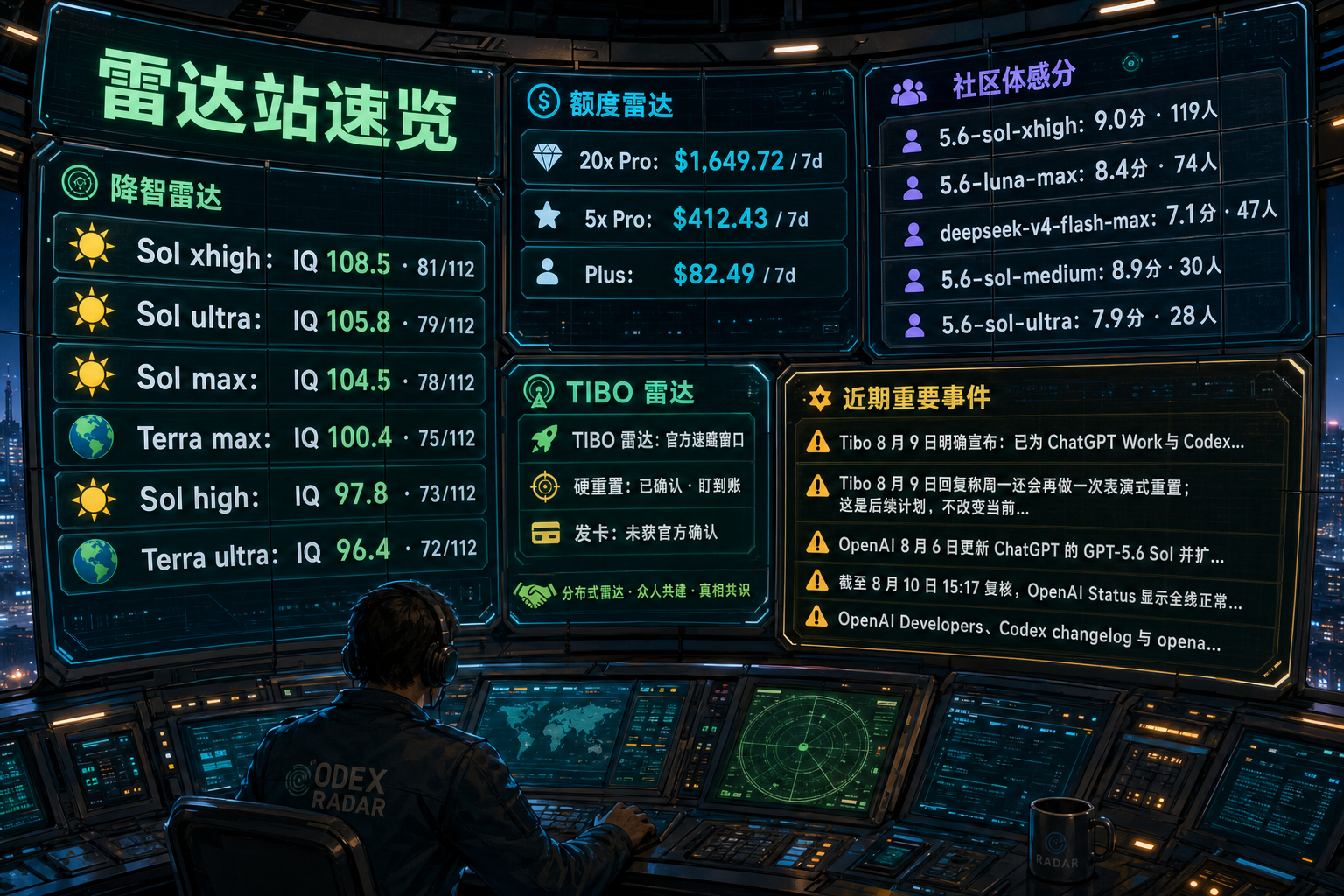 Codex 雷达站速览：降智雷达、额度雷达、社区体感分、TIBO 雷达与最近重要事件