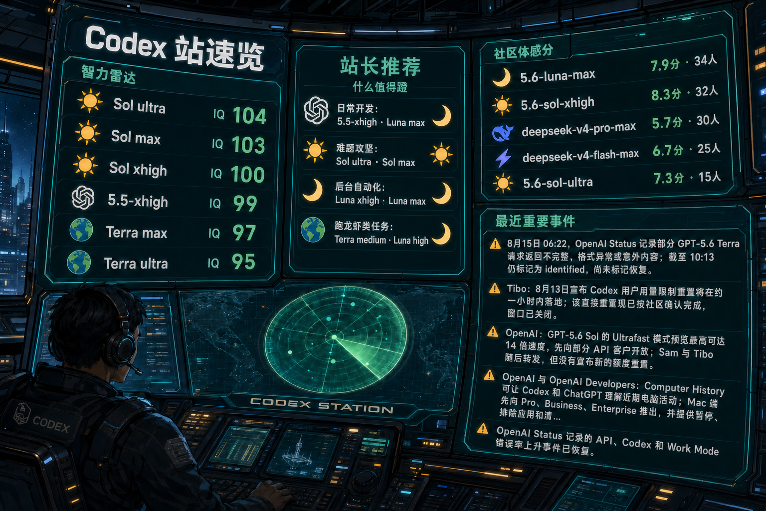 Codex 站速览：智力雷达、站长推荐、社区体感分与最近重要事件